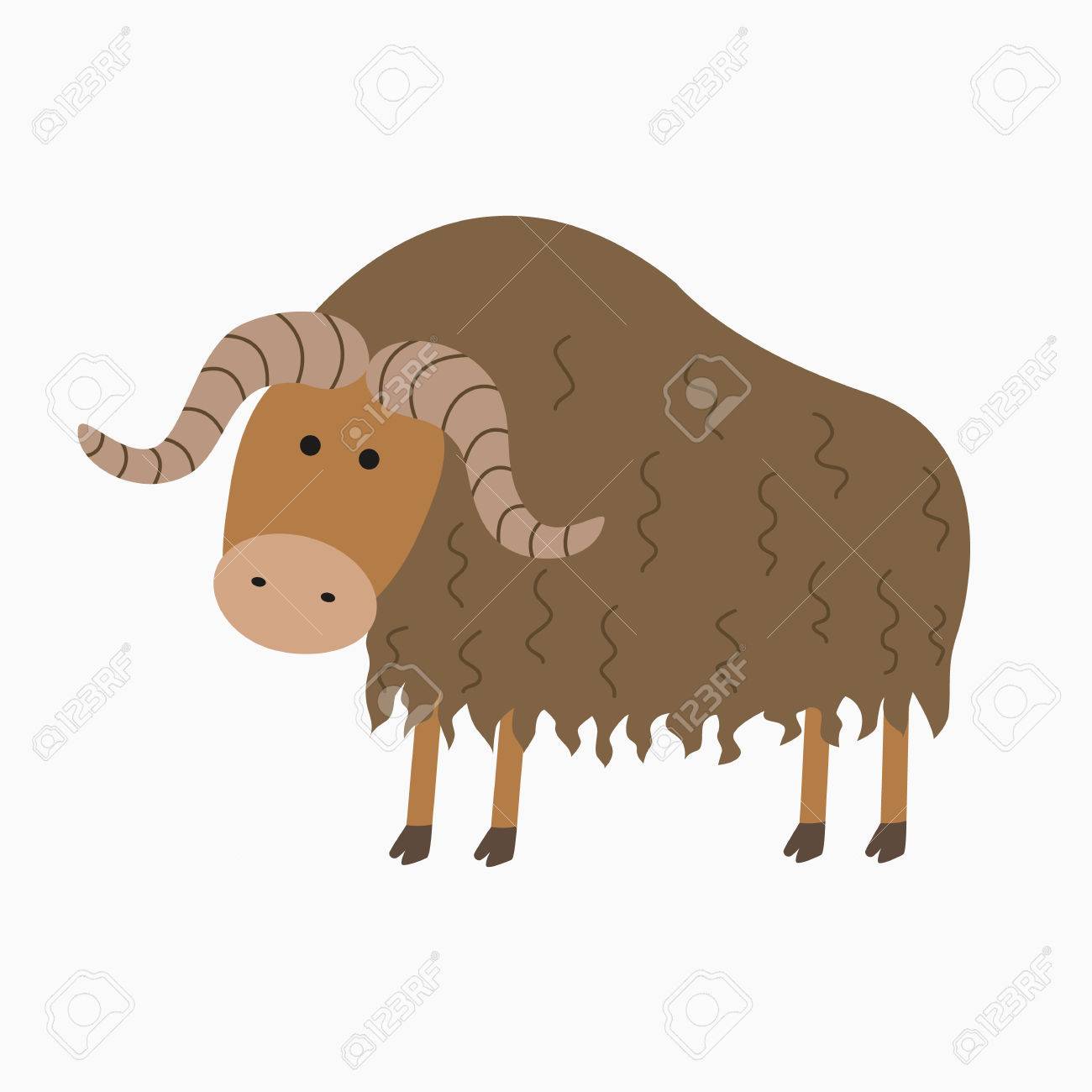 1300x1300 Musk Ox Drawing For Arctic Animals Collection Of Flat Vector