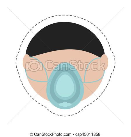 450x470 Cartoon Head Oxygen Mask Therapy Symbol Vector Illustration