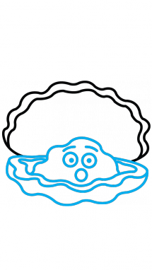 215x382 How To Draw An Oyster, Sea Animals, Easy Step By Step Drawing Tutorial