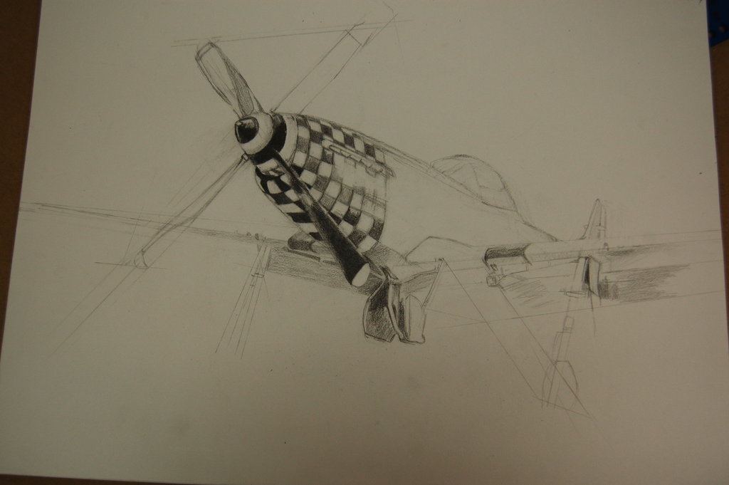 1024x681 P 51 Mustang Sketch Wip By Helenpacholewski
