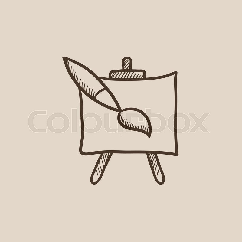 800x800 Easel And Paint Brush Sketch Icon For Web, Mobile And Infographics