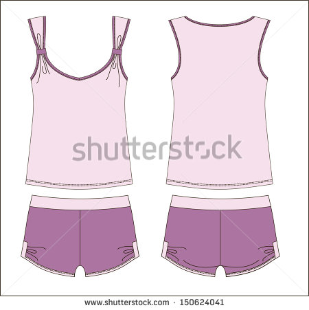 450x451 Women's Cute Pajamas Fashion Technical Drawing