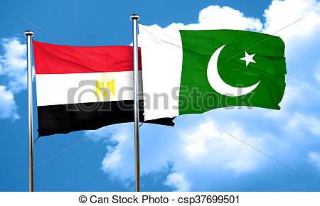 450x290 Egypt Flag With Pakistan Flag, 3d Rendering Stock Illustration