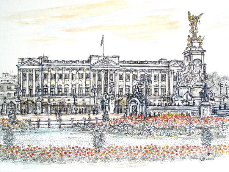 770x578 Saatchi Art Buckingham Palace In The Spring Drawing By Renos Lavithis
