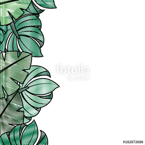 500x500 Tropical Leaves Palm Tree Border Decoration Vector Illustration