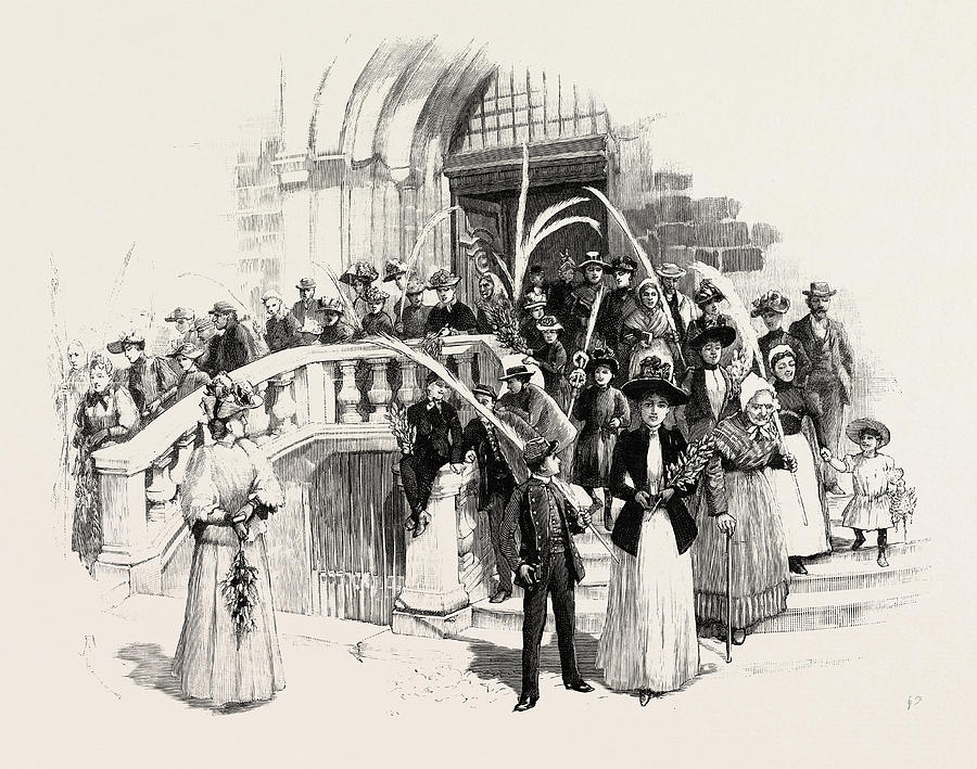 900x709 Palm Sunday At Grasse France Drawing By French School