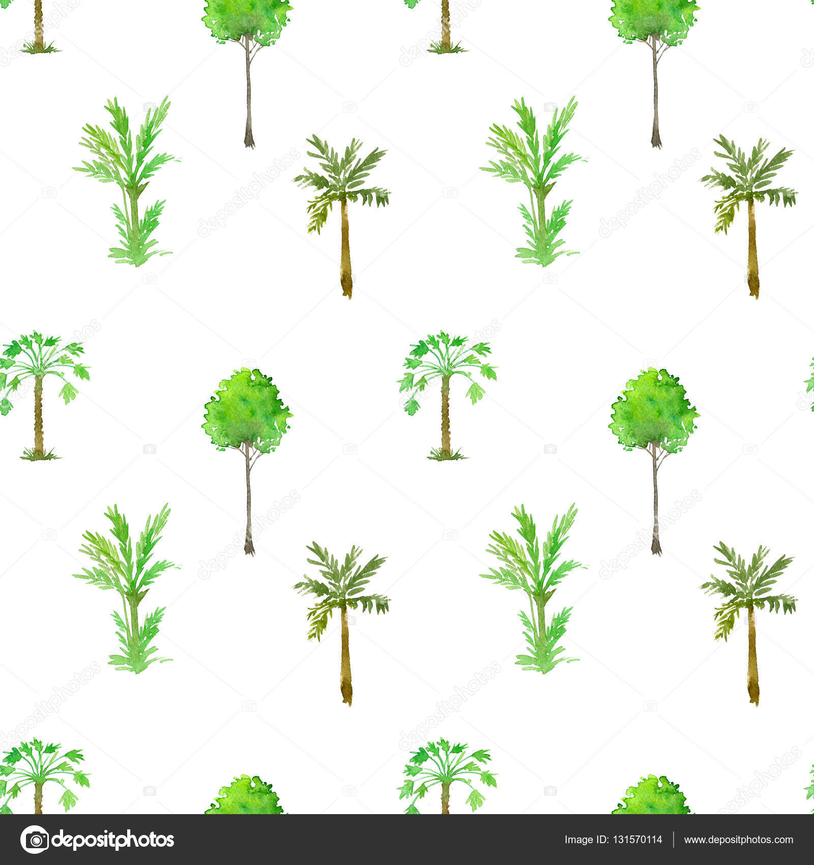 1600x1700 Seamless Pattern With Palm Trees Drawing By Watercolor Stock