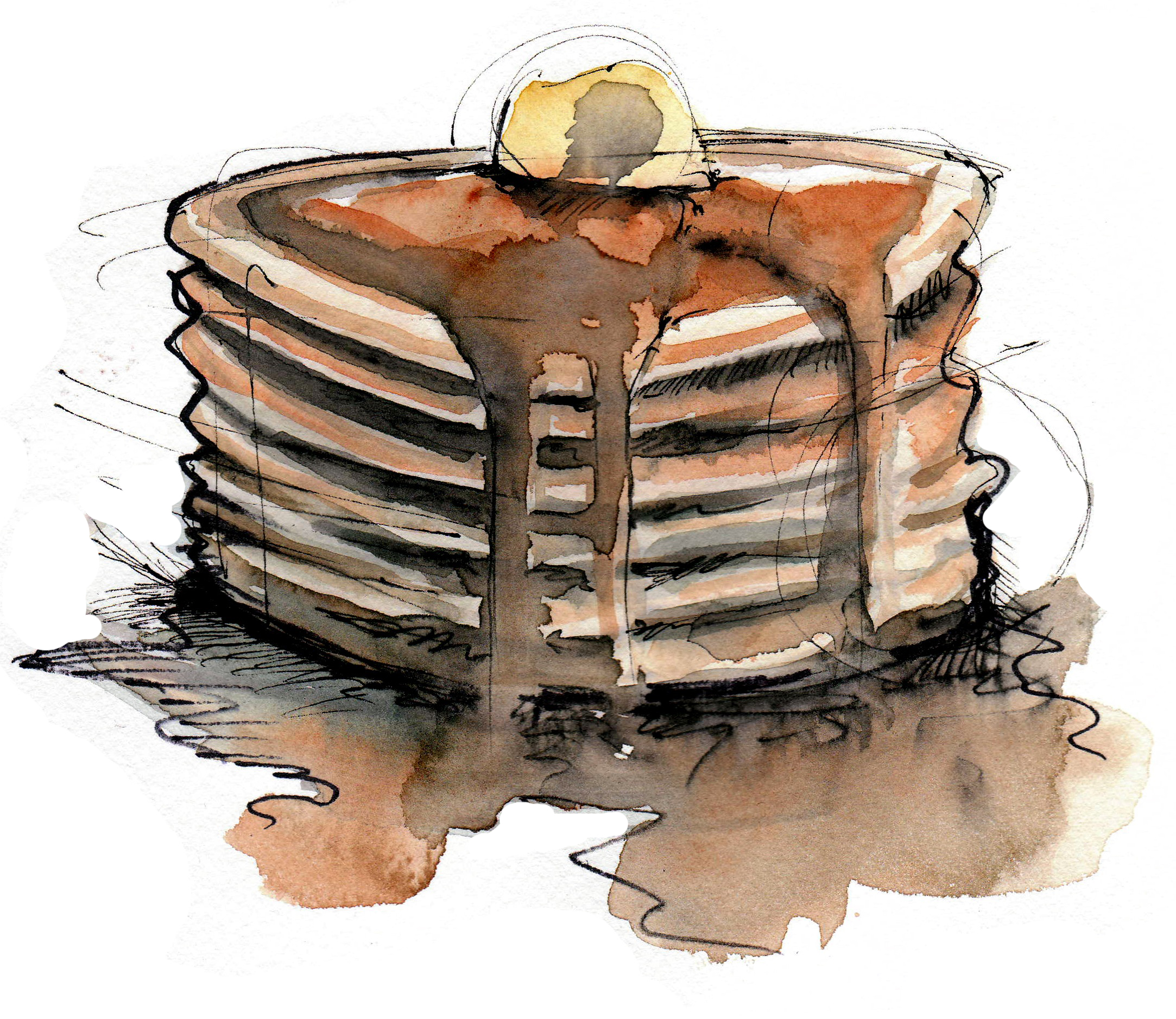 2166x1877 Pancakes Drawing Amp Watercolor Pancakes