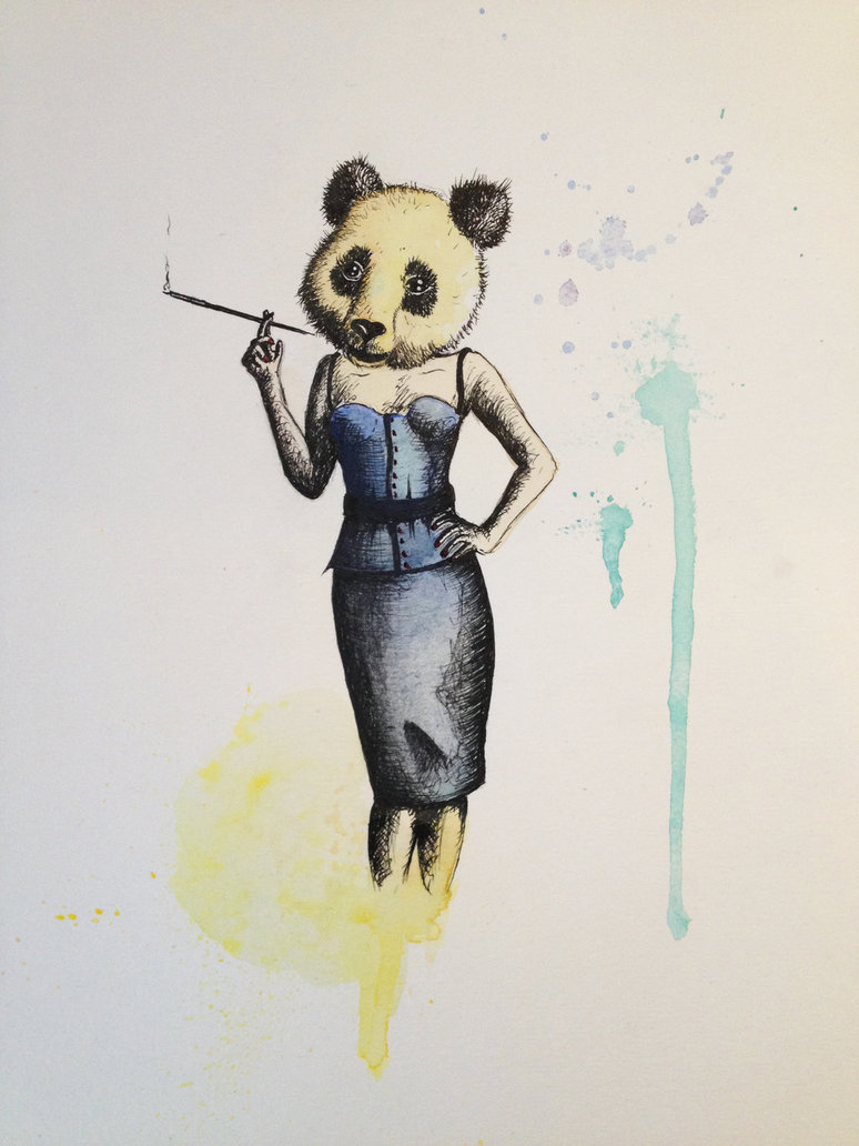 774x1032 Lady Panda In A Corset And Pencil Skirt By Lordcolinoneal