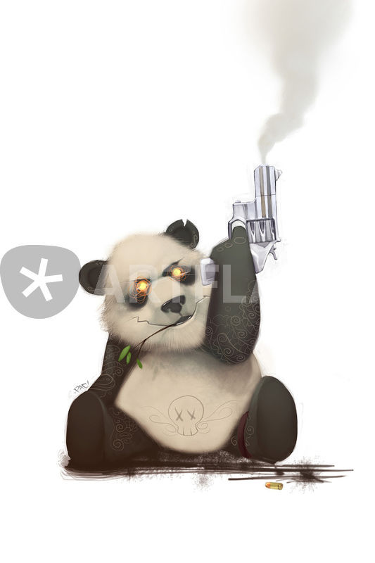 533x800 Panda With Gun Drawing Art Prints And Posters By Francisco Perez