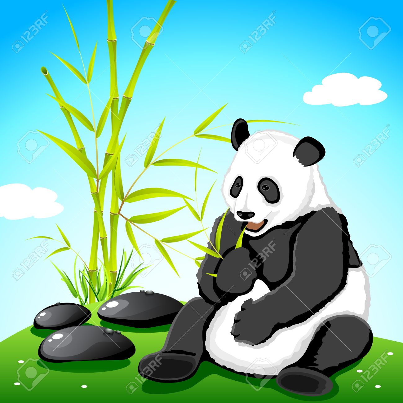 1300x1300 533 Panda Eating Bamboo Stock Illustrations, Cliparts And Royalty