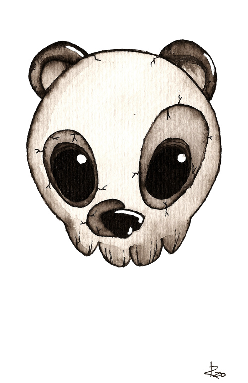 500x773 Panda Skull Drawing
