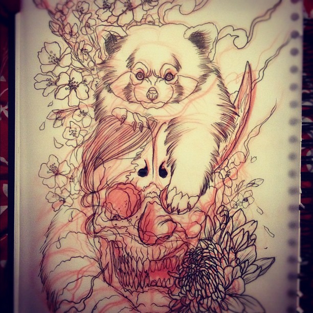 612x612 Red Panda Skull Hannya. By Akumashugitattoo