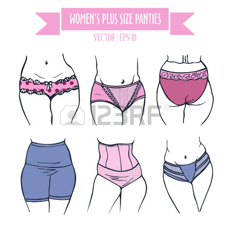 450x450 Hand Drawn Types Of Women's Panties. Vector Set Of Underwear