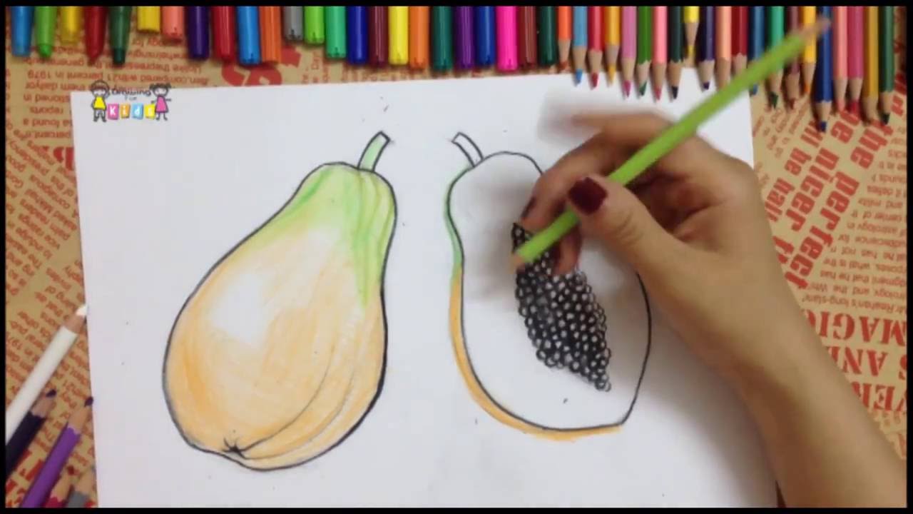 1280x720 How To Draw With Pencil Step By Step Easy Way To Draw A Papaya