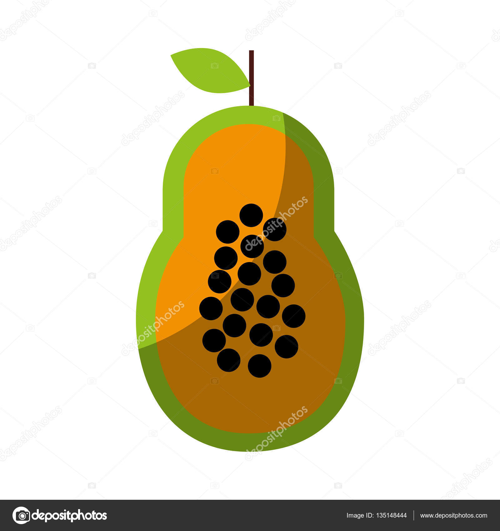 1600x1700 Papaya Fresh Fruit Drawing Icon Stock Vector Yupiramos