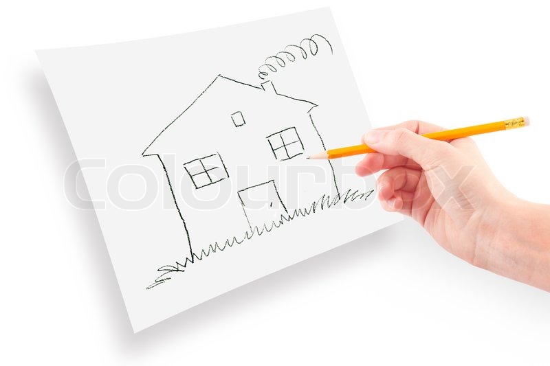 800x533 Woman's Hand With The Pencil Drawing The Dream Home On A White