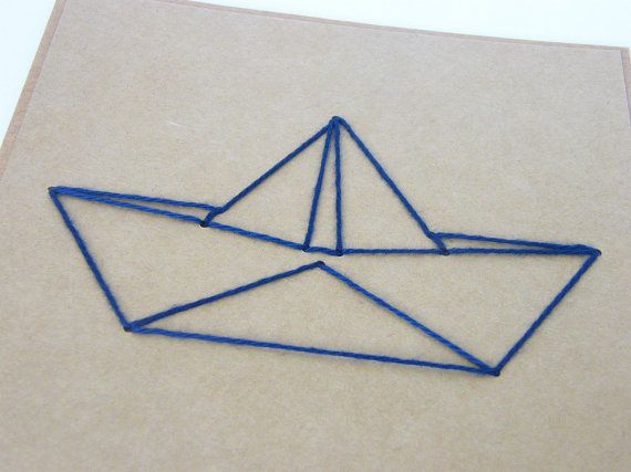 570x427 Origami Boat Embroidered Card (Diy Paper Boat) Diy Paper