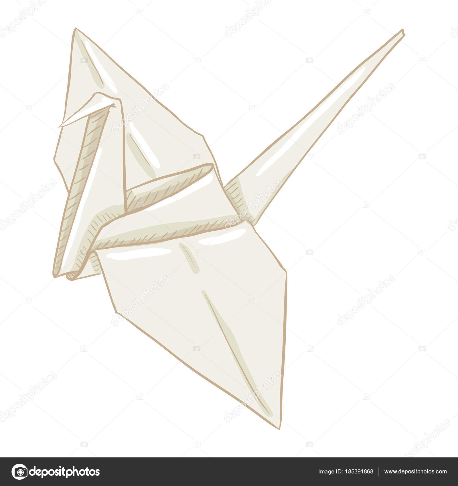 1600x1700 Origami White Paper Crane Artwork Vector Illustration Stock