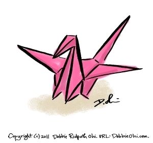 300x281 Paper Crane Drawing Tiny Art Paper Cranes