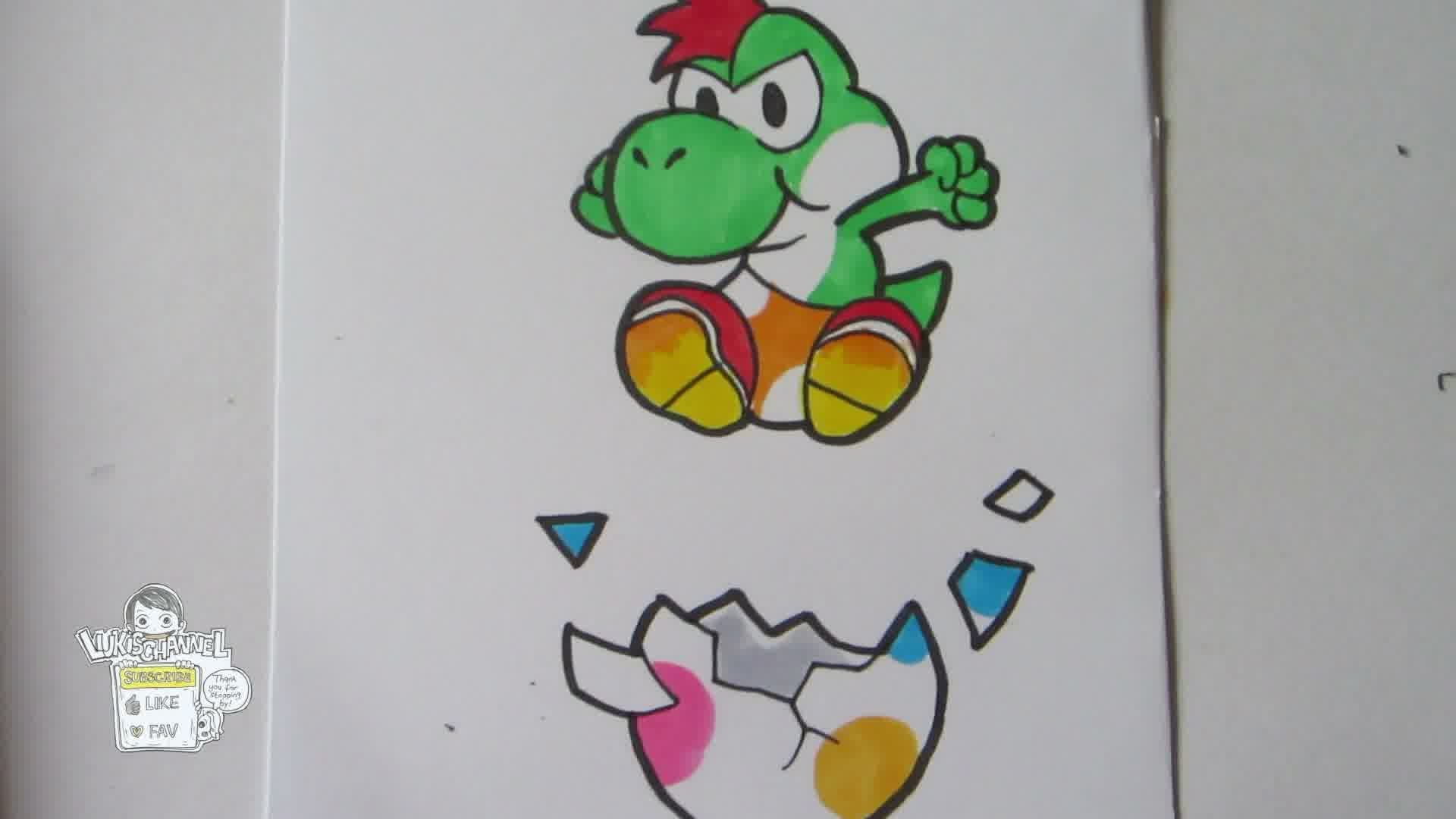 1920x1080 How To Draw Paper Mario Yoshi [Real Time]
