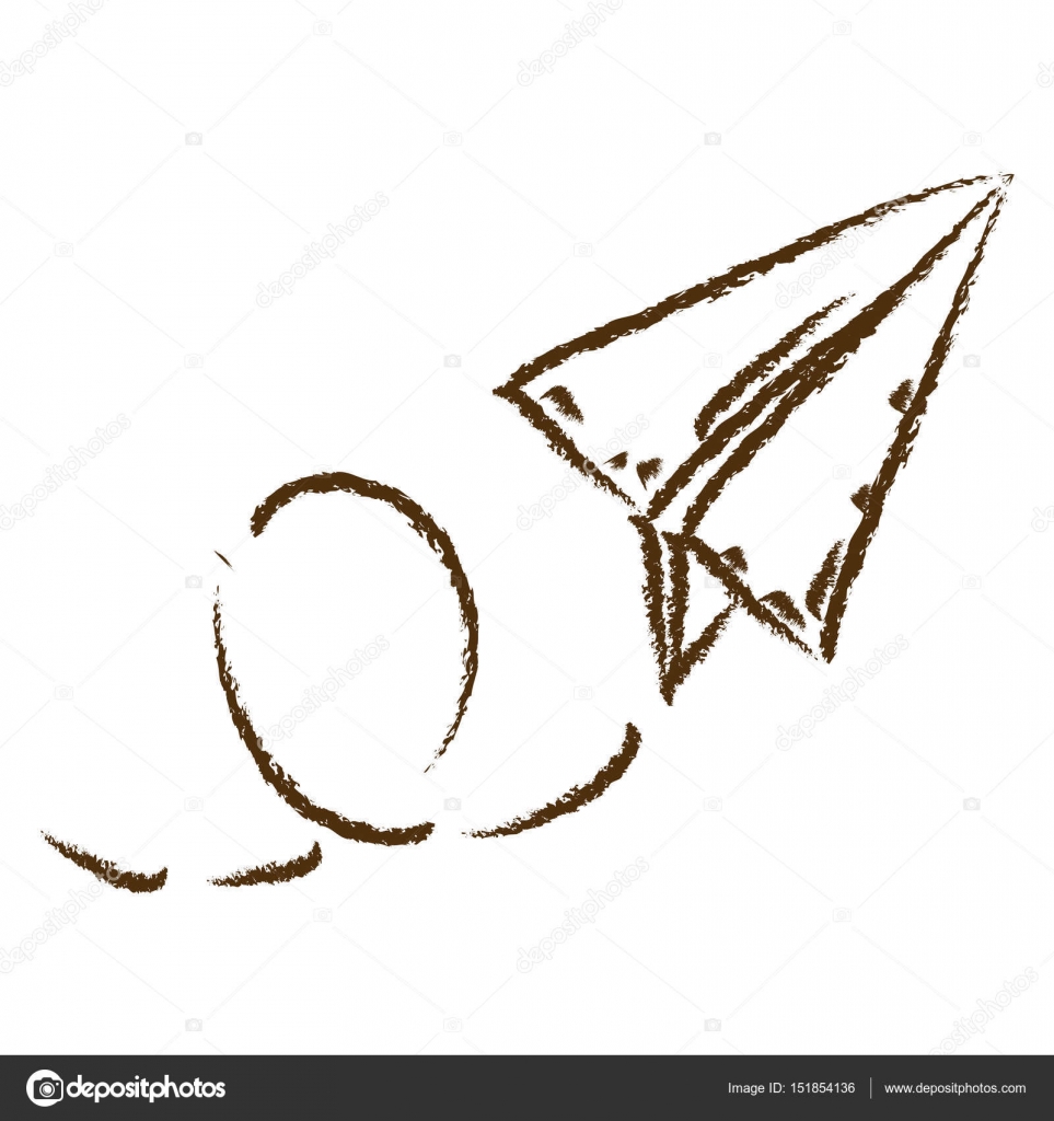 963x1024 Monochrome Hand Drawn Silhouette Of Paper Plane Stock Vector