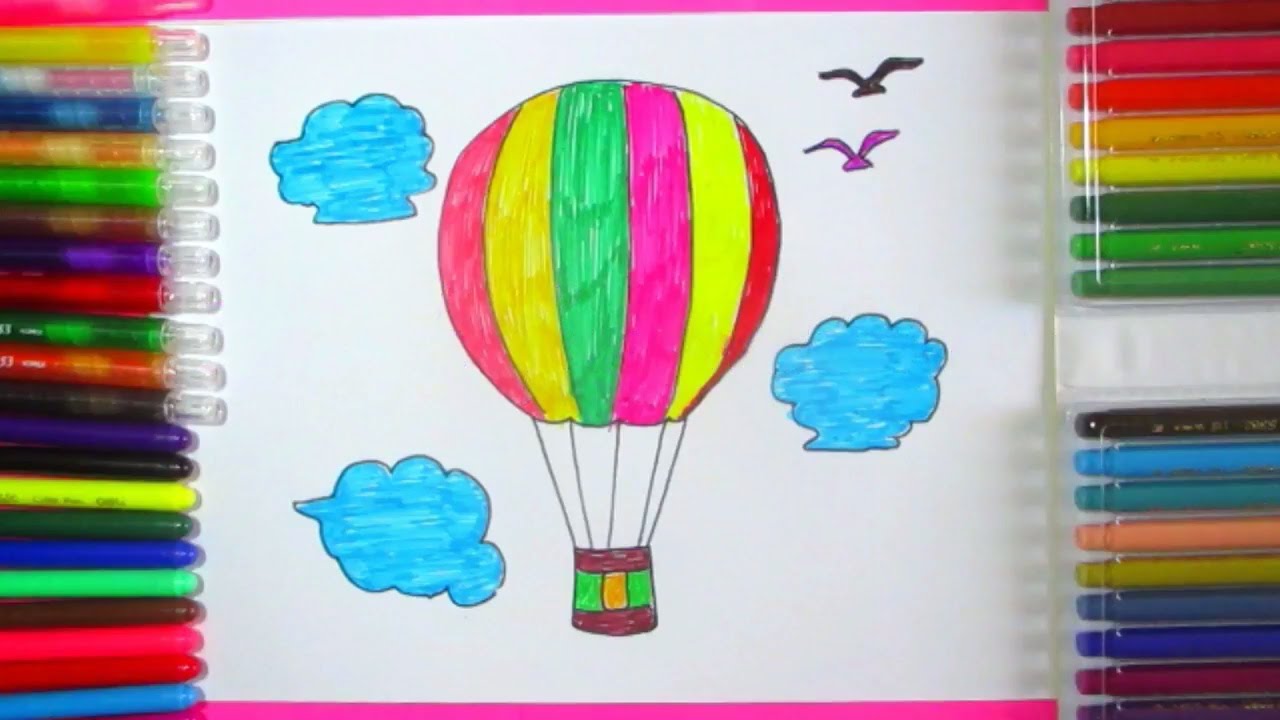 1280x720 How To Draw Hot Air Balloon Parachute Drawing Ideas For Kids