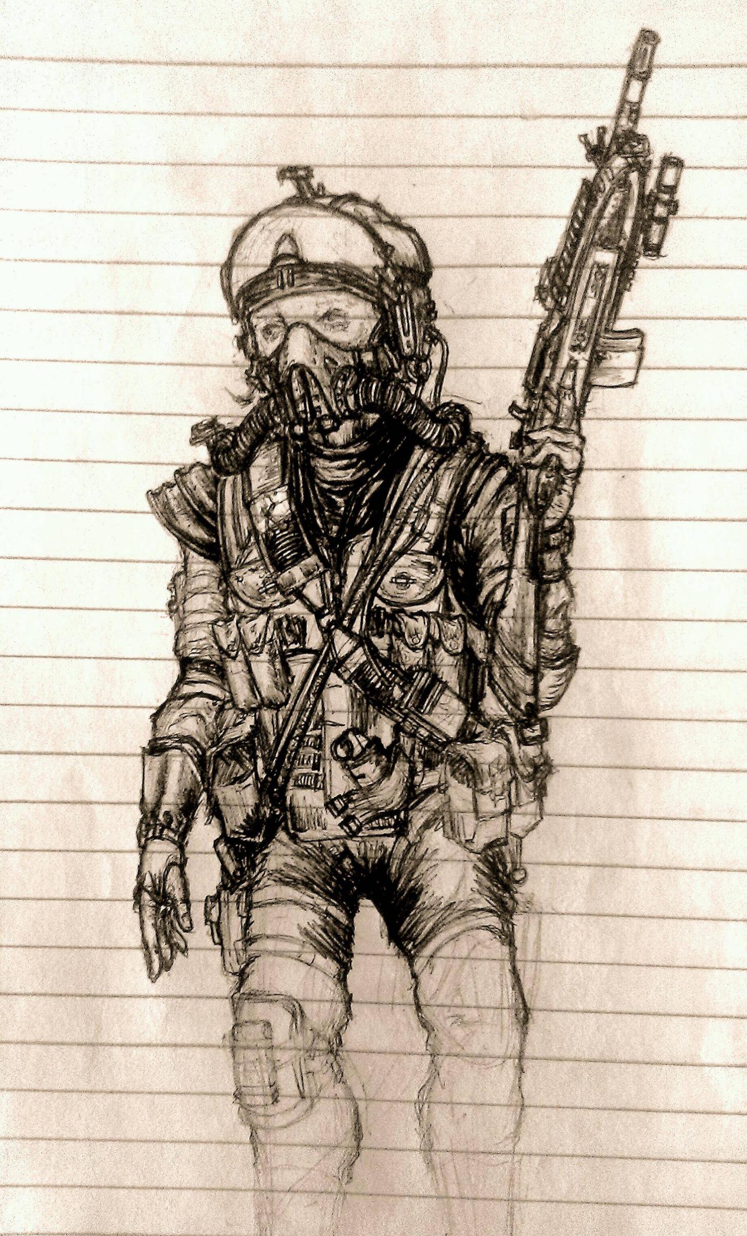 1454x2405 Paratrooper Drawing (Ballpoint Pen) Drawing