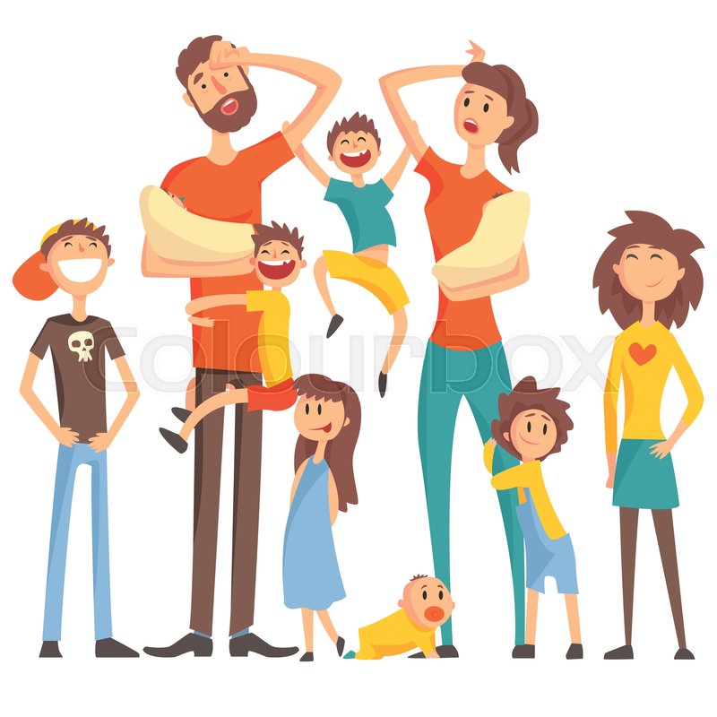 800x800 Happy Caucasian Family With Many Children Portrait With All