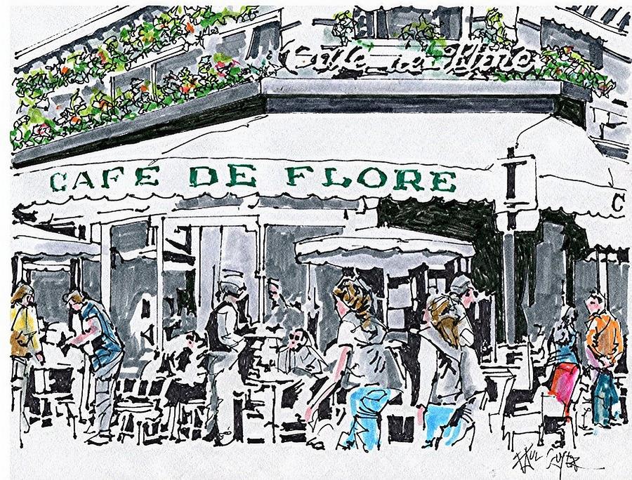 900x684 Cafe De Flore Paris France Drawing By Paul Guyer