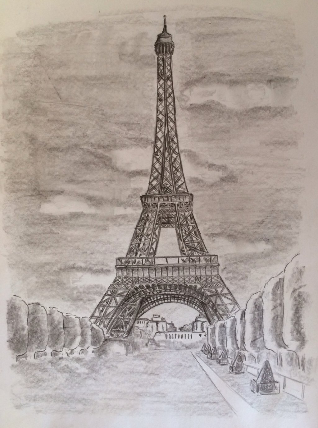 1024x1377 Tour Eiffel Tower Paris France Black White Drawing By Clarap