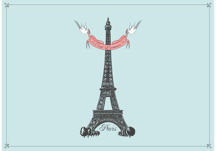 700x490 Free Hand Drawn Eiffel Tower Vector Background
