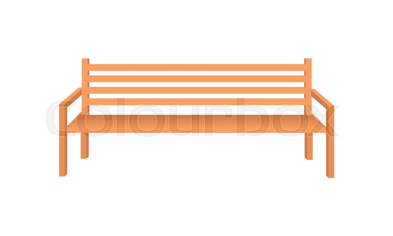 800x480 Wooden Park Bench. Brown Wooden Bench Icon. One Isolated Outdoor