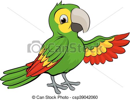 450x347 Green Cartoon Parrot. A Cartoon Green Parrot Bird Pointing Clip