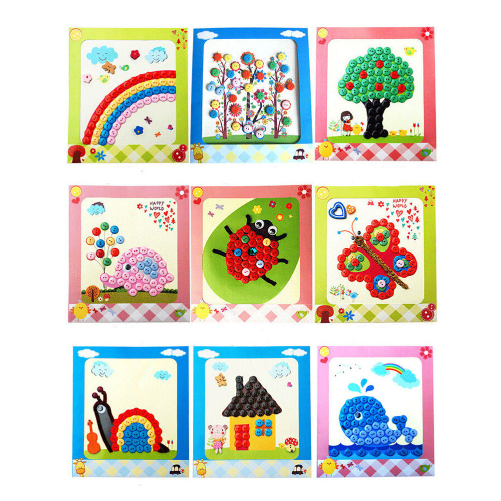 1000x1000 New Hot Kids Diy Picture Handmade Buttons Paste Mosaic Painting