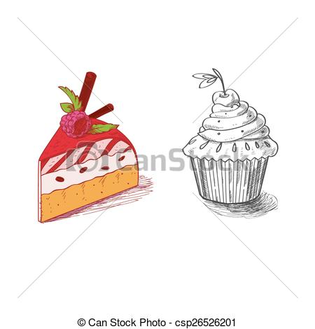450x470 Hand Drawn Confections Dessert Pastry Bakery Products Vector