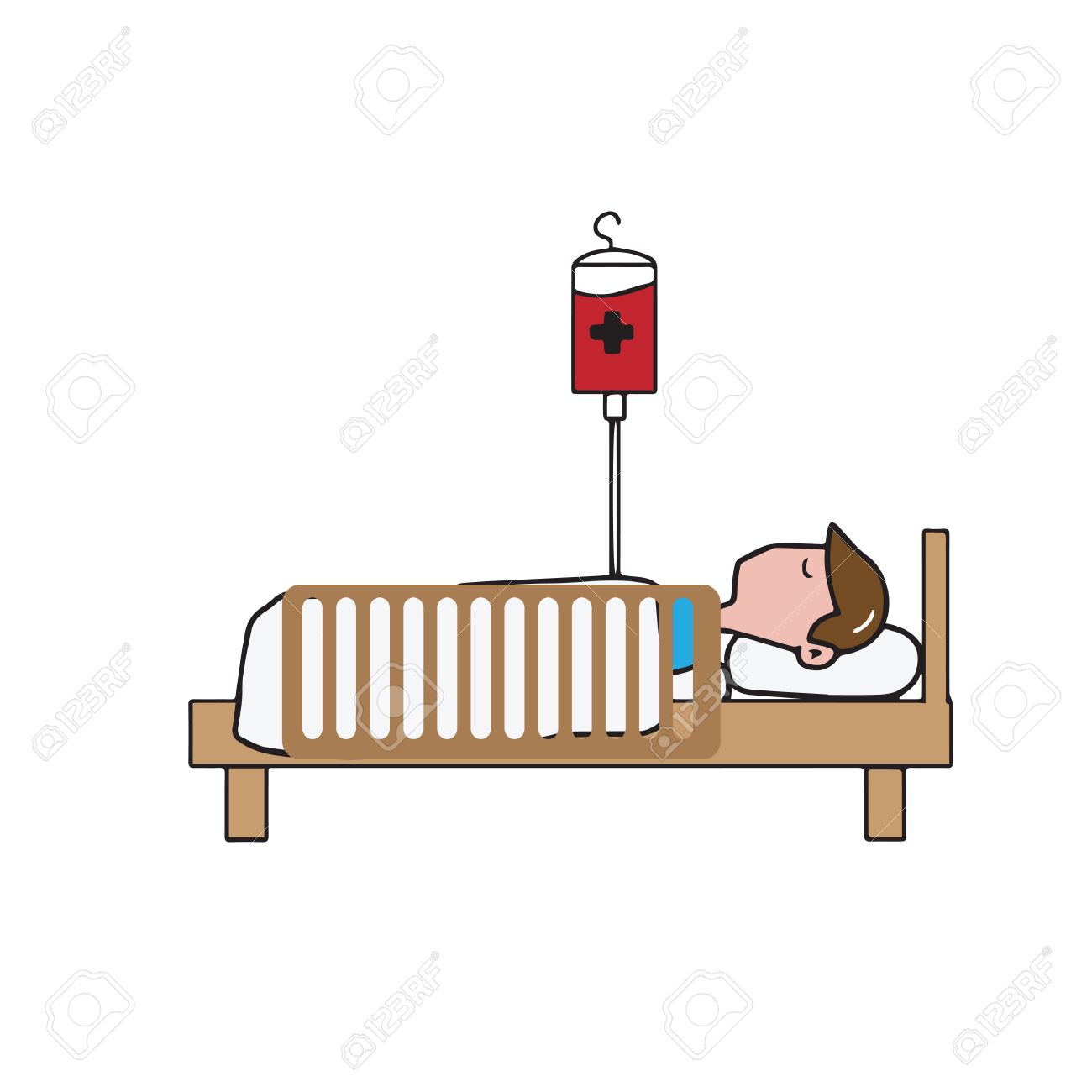 1300x1300 Man Patient On Bed Cartoon Drawing Royalty Free Cliparts, Vectors