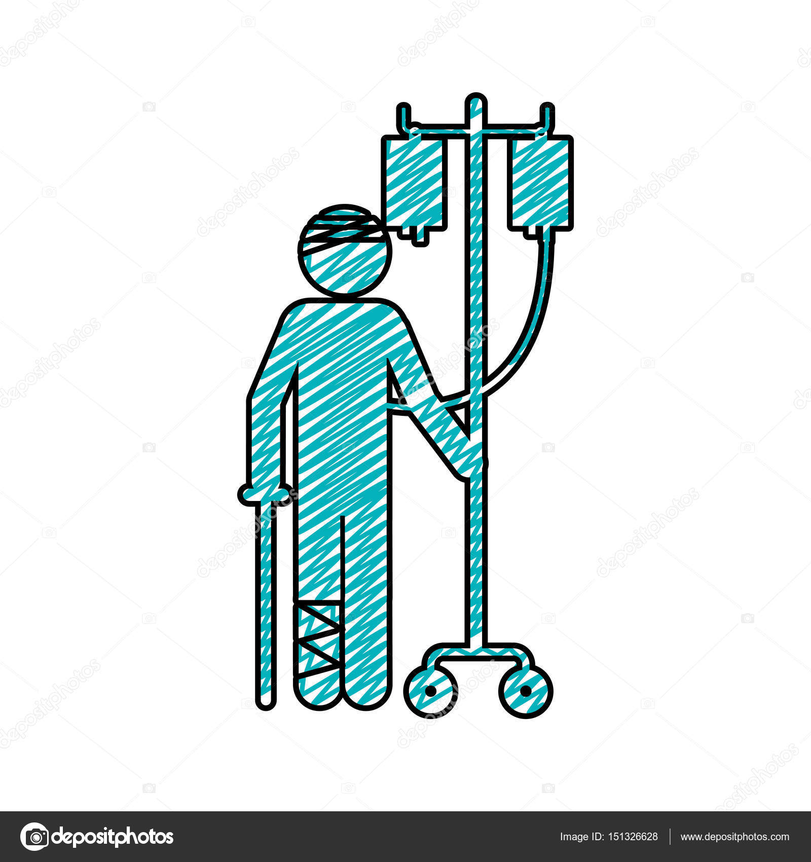 1600x1700 Color Pencil Drawing Of Pictogram Bandage Patient Hospitalized