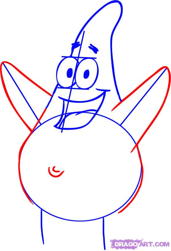 557x817 How To Draw Patrick Star From Spongebob Squarepants Step 3