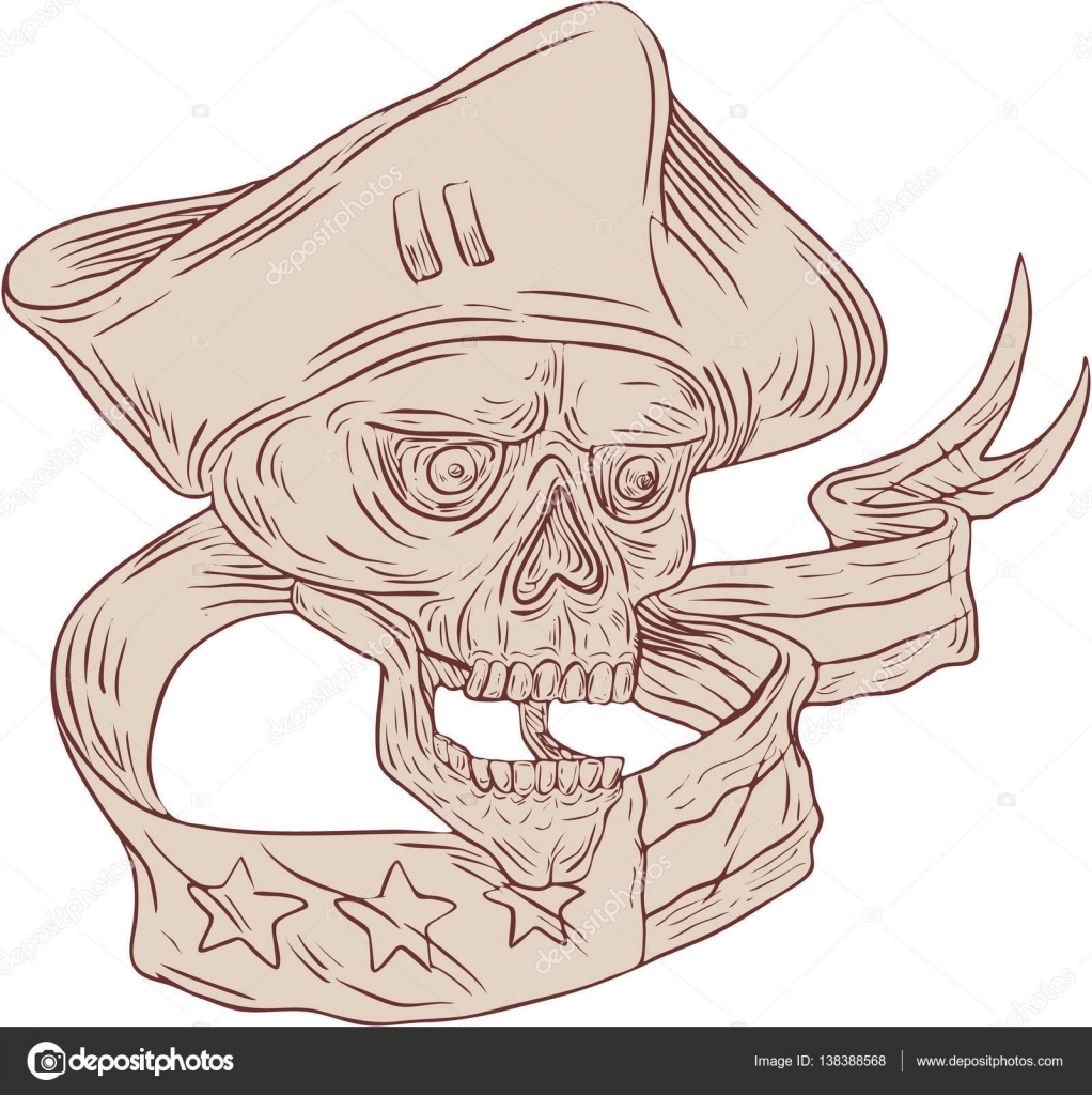 1022x1024 Skull Patriot Ribbon Flag Drawing Stock Vector Patrimonio