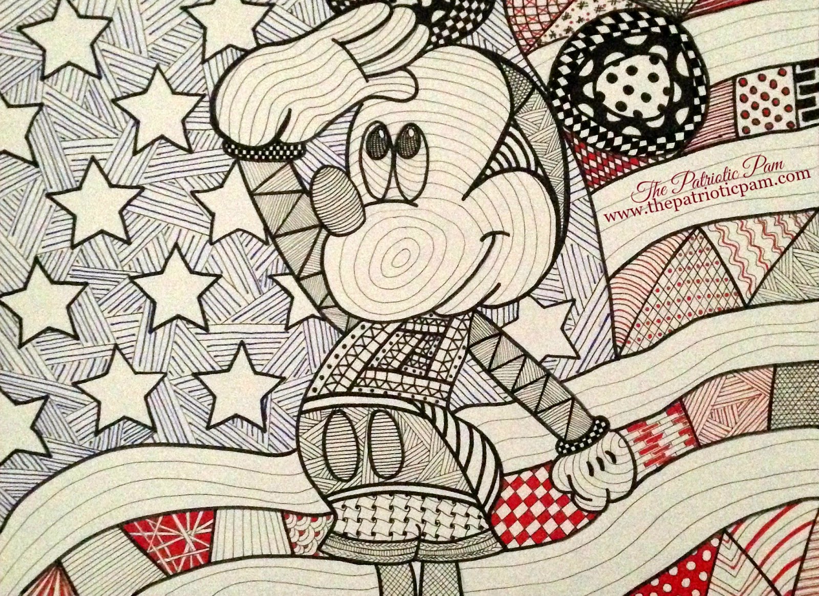 1600x1165 The Patriotic Pam Zentangle Mickey Mouse