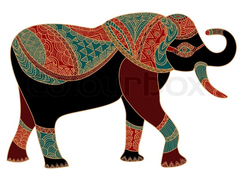 800x567 Patterned Elephant In The Ethnic Style Brings Happiness! Stock