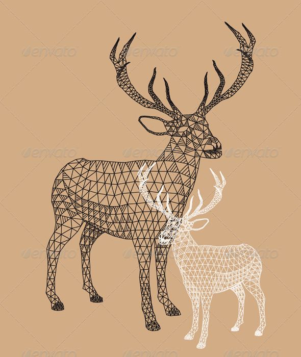 590x700 Christmas Reindeer With Geometric Pattern Illustrations