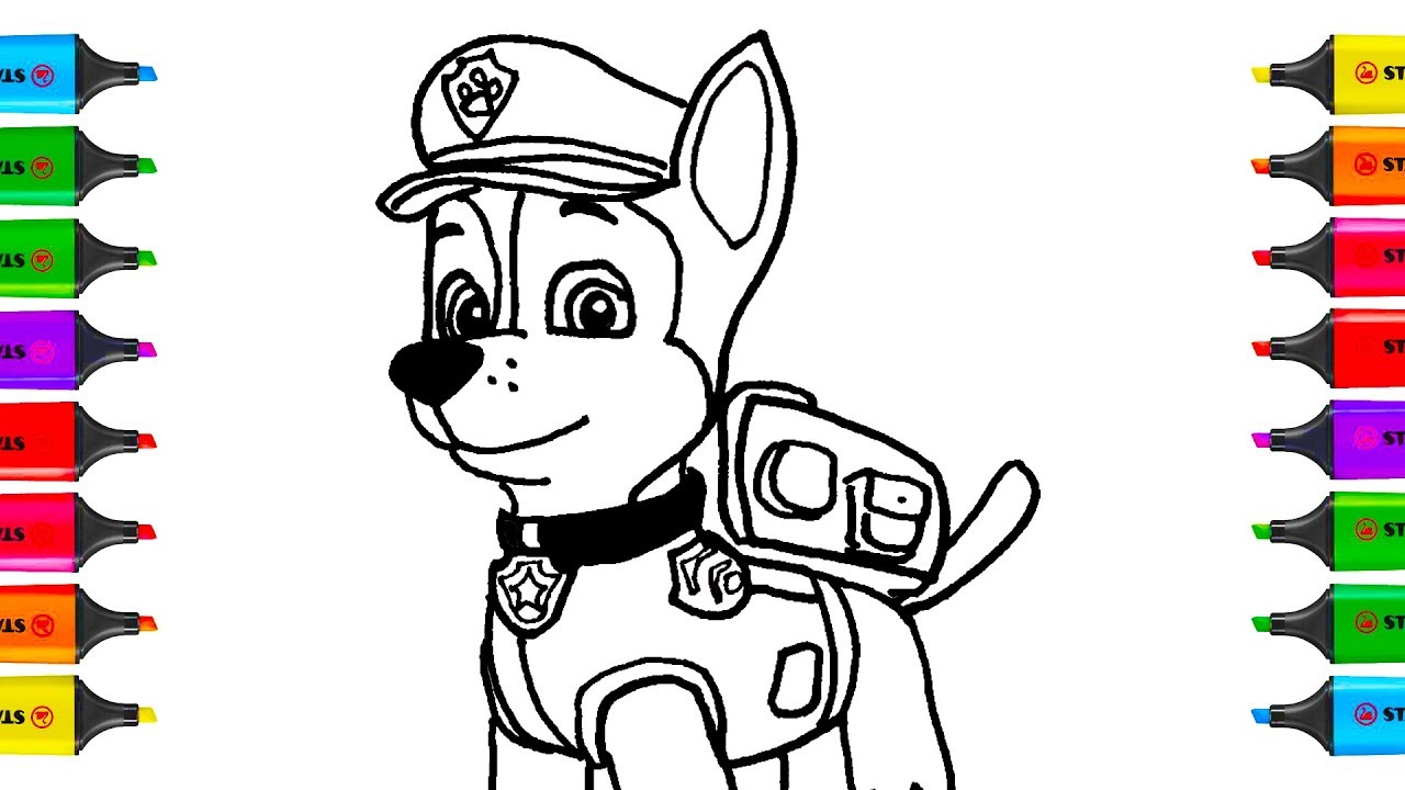 1280x720 How To Draw Paw Patrol Chase Coloring Pages Kit Toys
