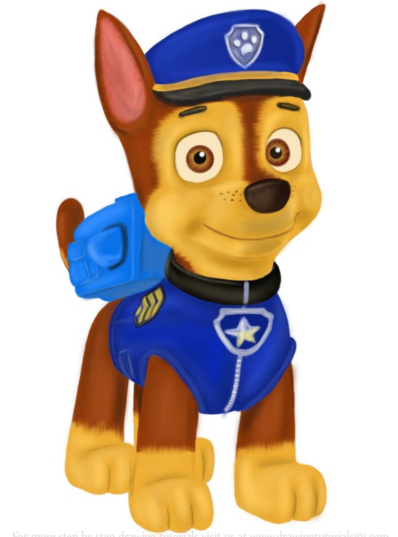 577x778 Learn How To Draw Chase From Paw Patrol (Paw Patrol) Step By Step