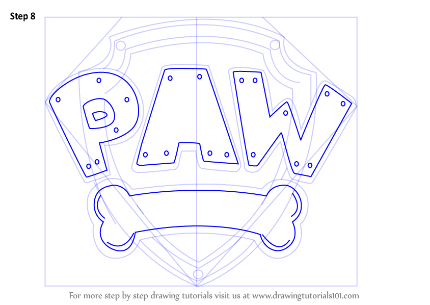 844x598 Learn How To Draw Paw Patrol Badge (Paw Patrol) Step By Step