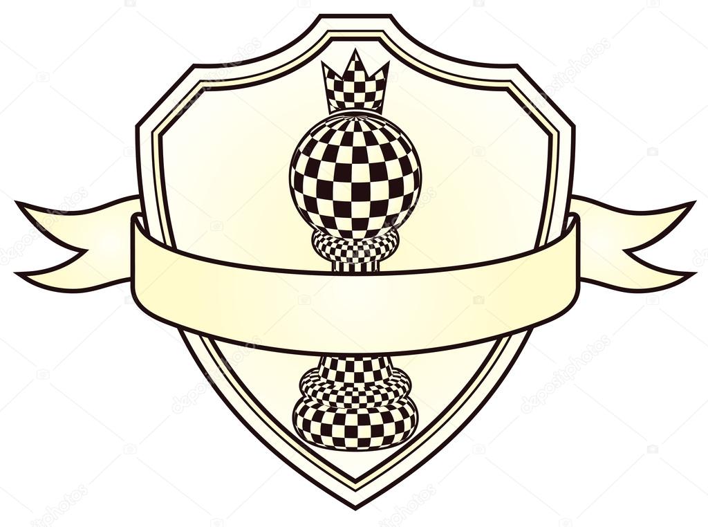 1024x762 Chess Blazon With Pawn And Crown, Vector Illustration Stock