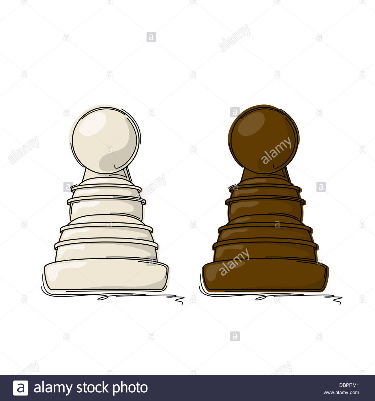 1300x1390 Chess Pawn Drawing Against White Background Stock Photo, Royalty