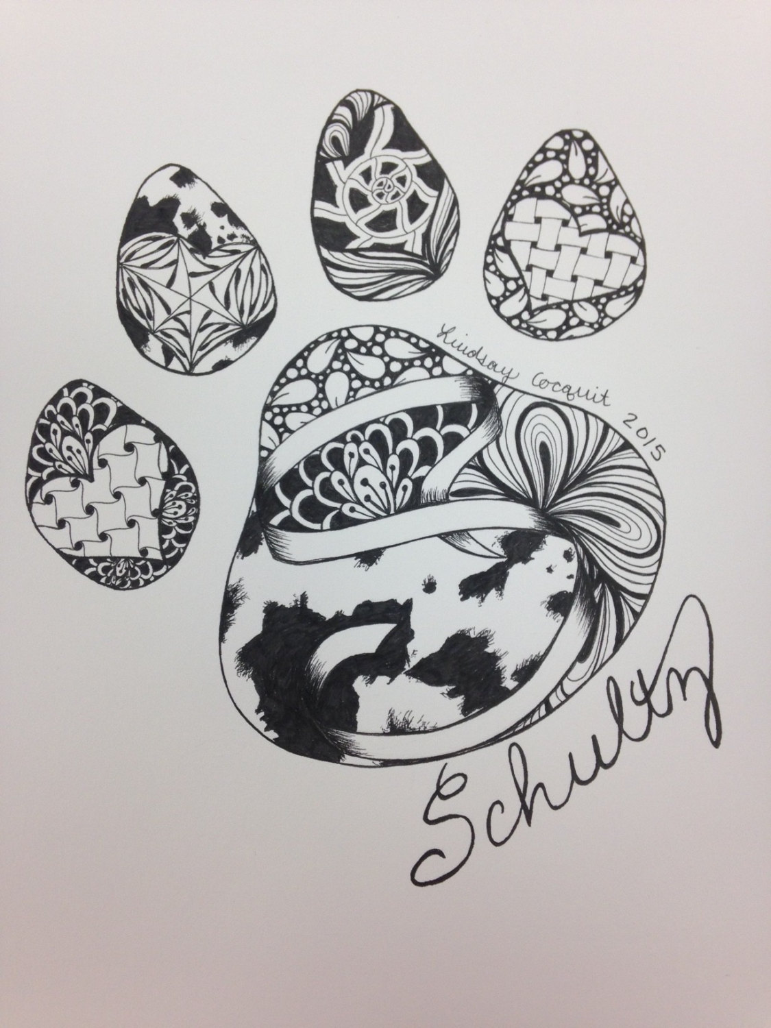 1125x1500 Pen And Ink Zentangle Dog Paw Print By Lcdesignsandmore On Etsy