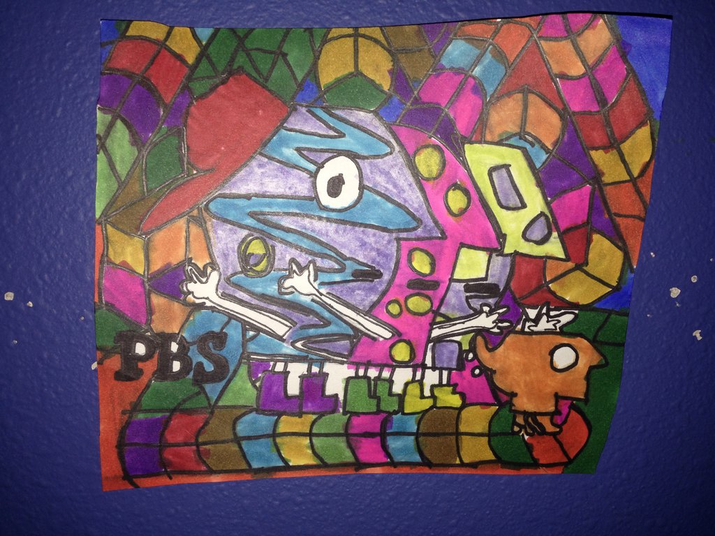 1024x768 Old School 90s Pbs Kids Logo Art Design Drawing By